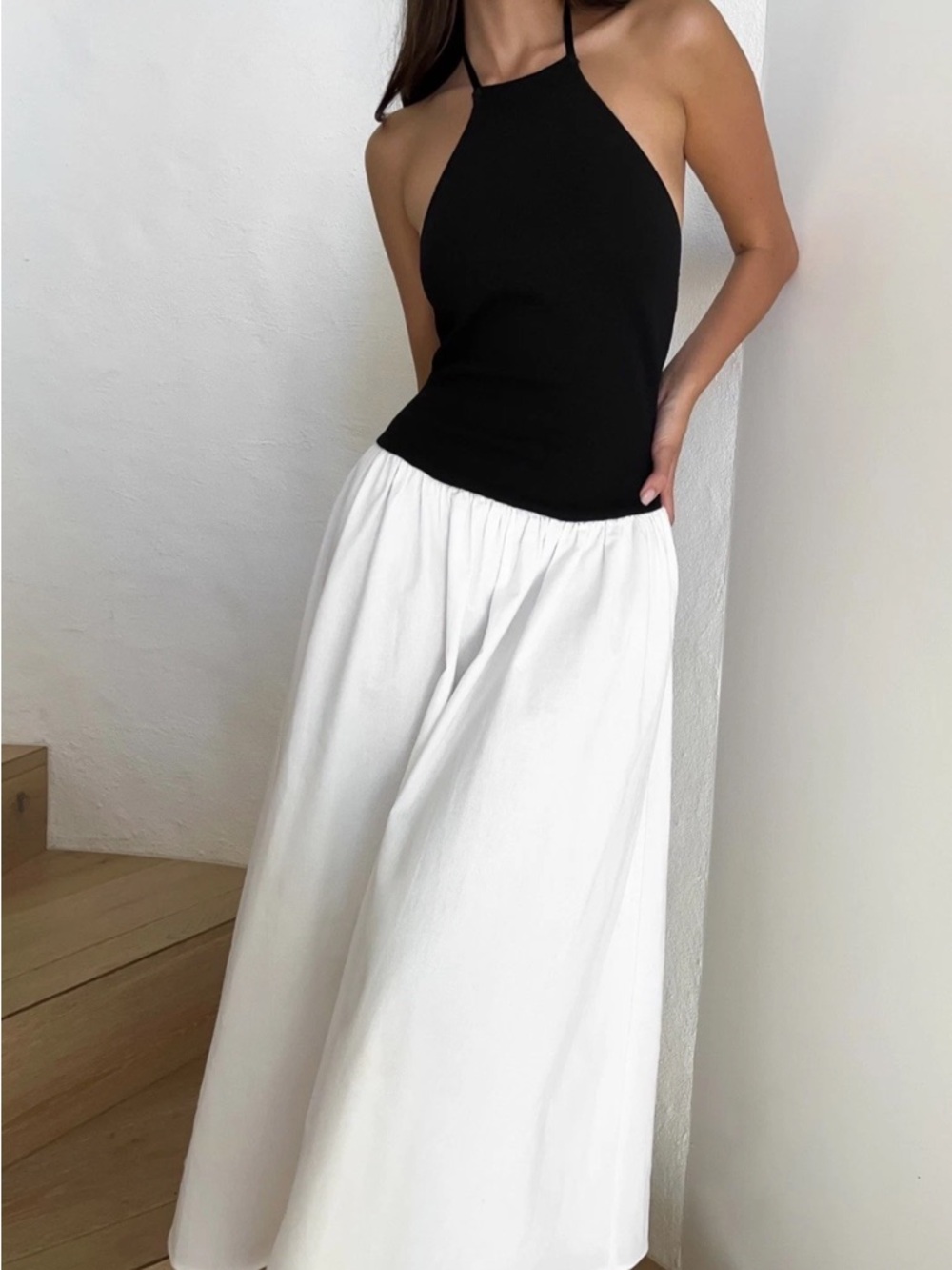 Meshki Black Halter Midi Dress